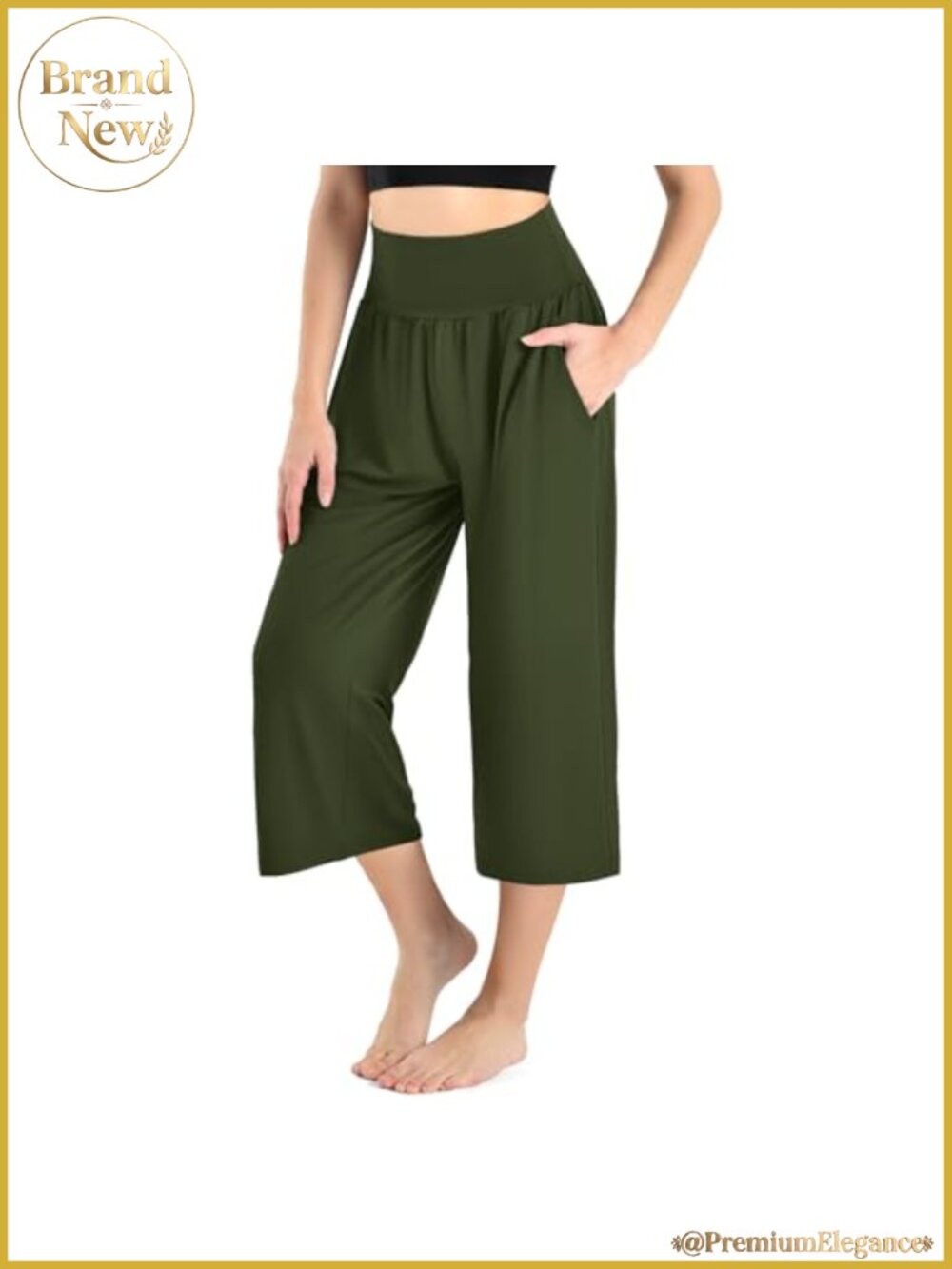 Women's Gaucho Wide Leg Capri Pants with Pockets 4-Way Stretch Yoga